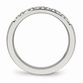 Sophia Jewelers Polished Stainless Steel CZ Wedding Band 4mm Elegant Design